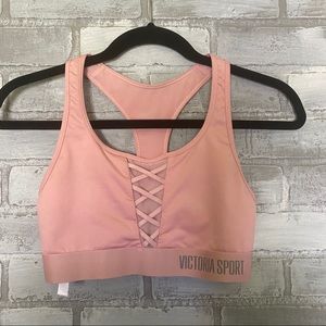 Victoria Secret Sport | blush pink lace up bra SM